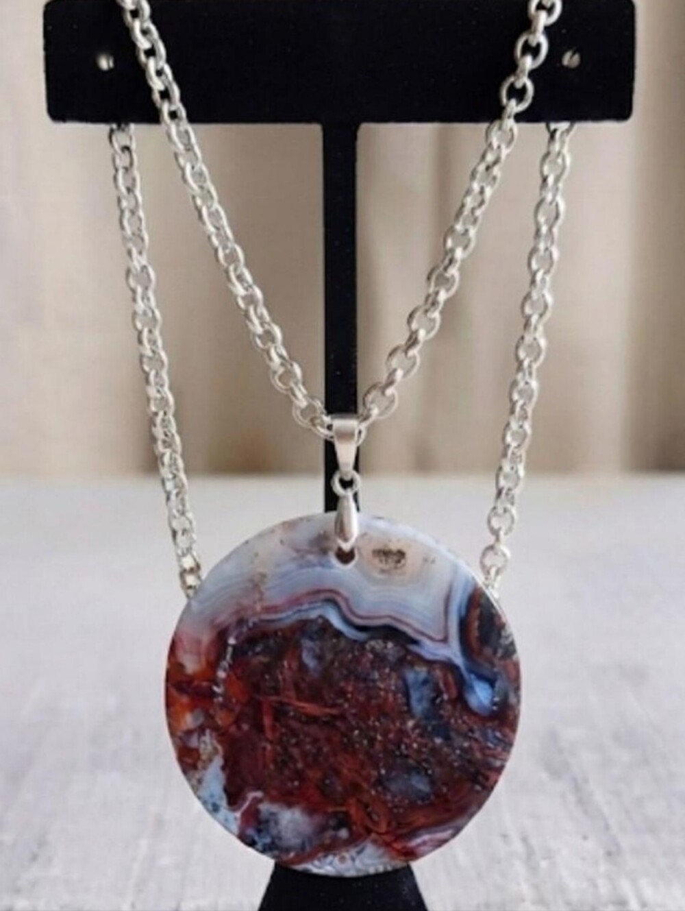NEW Stunning High Grade Mexican Crazy Lace Agate Pendant